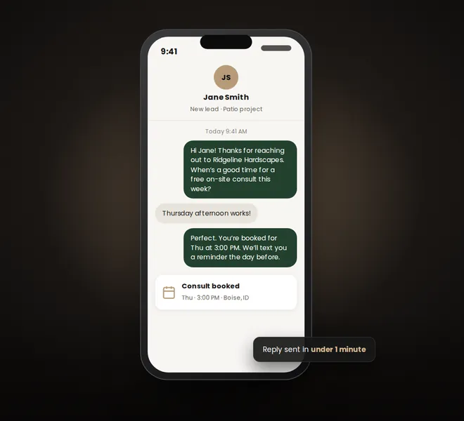 Celular con una conversación automática por texto que agenda una cita
