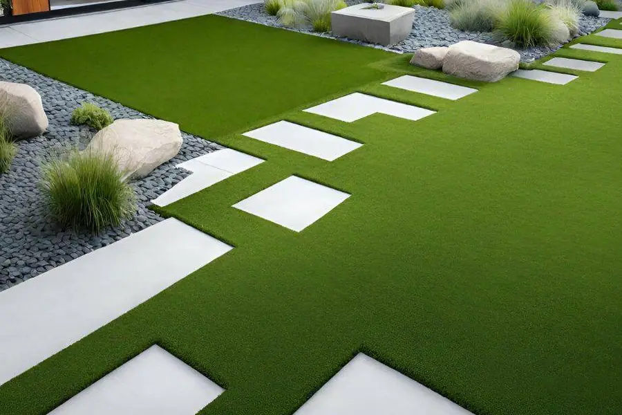 Vista aérea de un green de golf de césped artificial en un patio